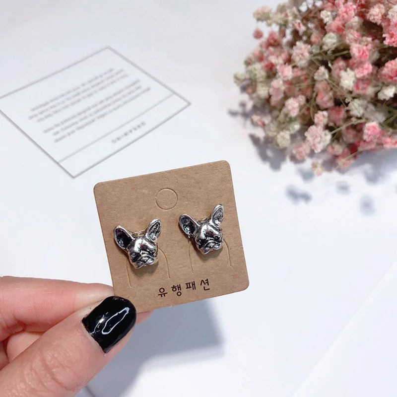 Pinksee Винтаж животных Французский бульдог Серьги для Для женщин милый щенок