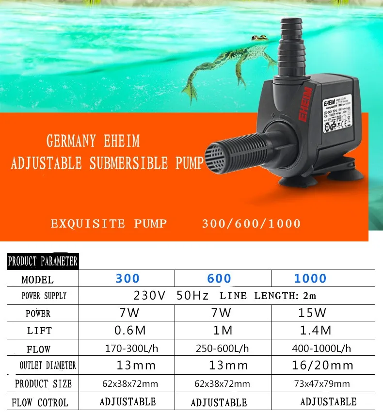 Германия Eheim EM300/600/1000 изысканный бесшумный аквариум погружной циркуляционный