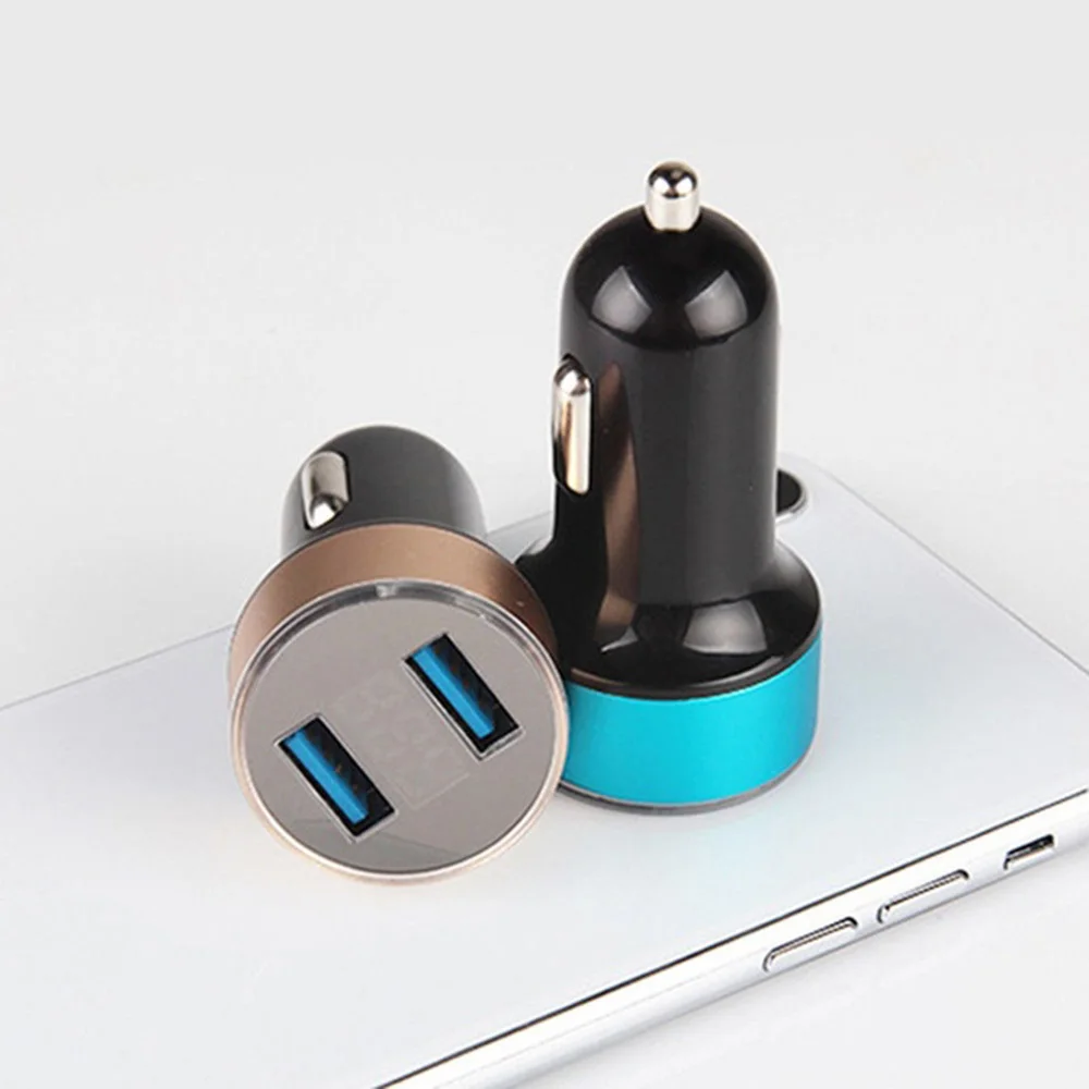 3.1A двойной USB Автомобильное зарядное устройство 2 порта ЖК-дисплей быстрое