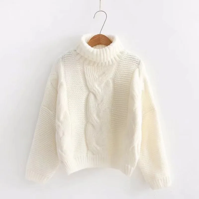 OMCHION Pull Femme, зимняя Корейская водолазка, твист, толстые вязаные свитера с рукавами-фонариками, осенние пуловеры, свободный джемпер LMY125