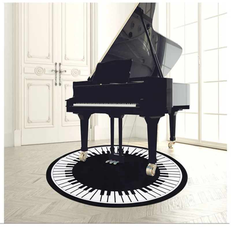 Goedkoop 80-150Cm Ronde Piano Patroon Tapijten Voor Woonkamer Yoga Meditatie Tapijt Absorberende Mat/Tapijt Dikke Non-Slip Thuis Decor Zachte Tapijt