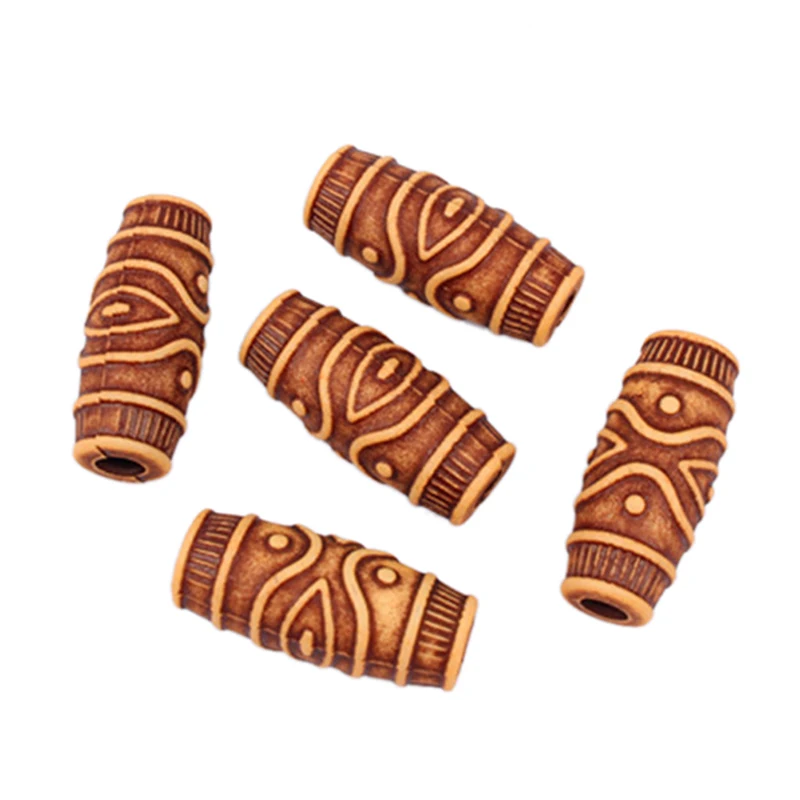 Африканские деревянные косы для волос 20 шт. трубки с бусинами кольца дредлоки