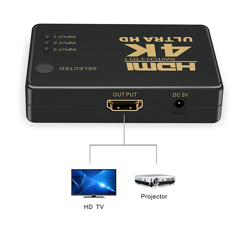 4K HDMI переключатель 3 в 1 выключатель с пультом дистанционного управления