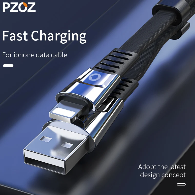 Зарядный кабель PZOZ для iphone Xs Max металлический сплав цинка Usb быстрая зарядка X 8 7 6 s