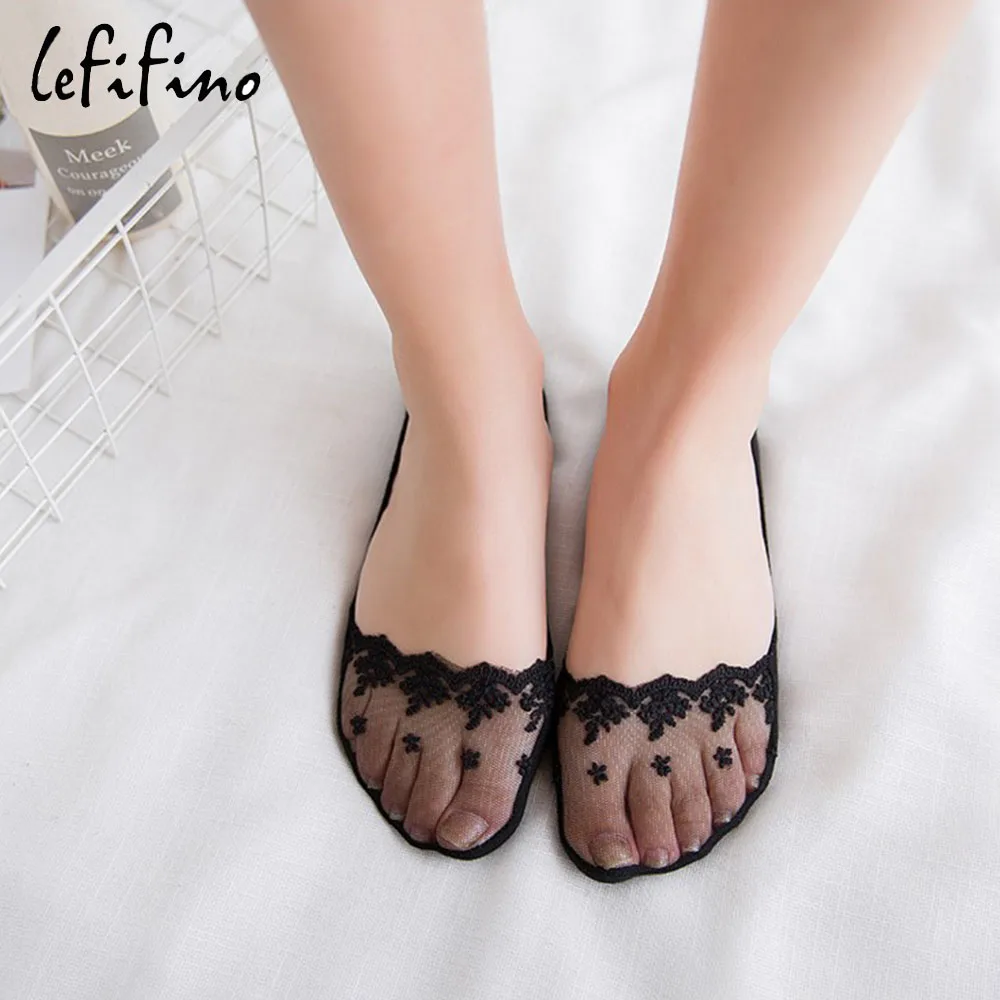 Женские прозрачные летние носки 2 пары хлопковые нескользящие с невидимой