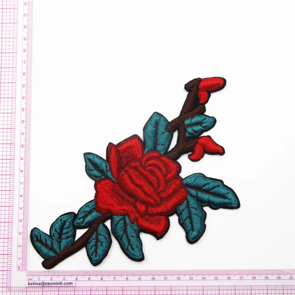 Red Flowers Patch Applique High Quality Floral For Clothing Embroidery Flower Patches DIY Decoration New Style | Дом и сад