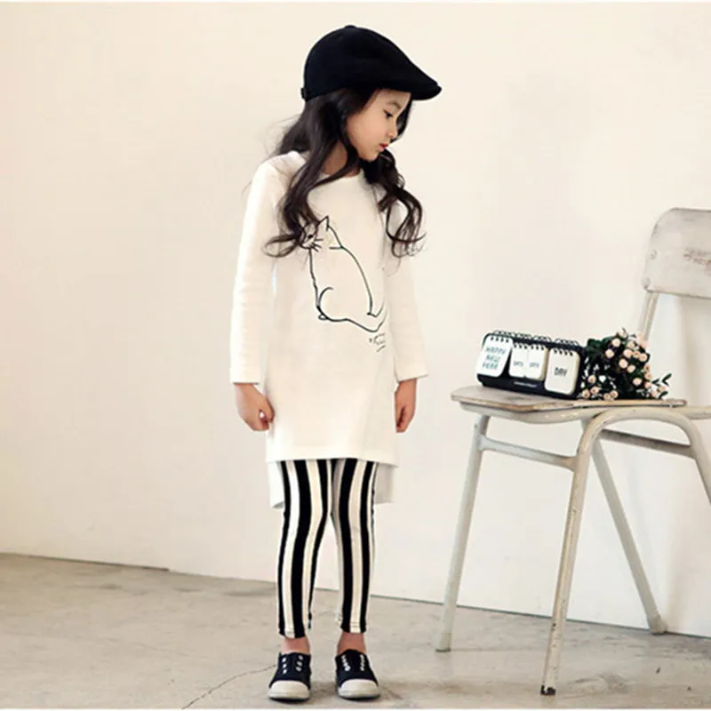 Коллекция 2019 года Осенние комплекты одежды для маленьких девочек белая