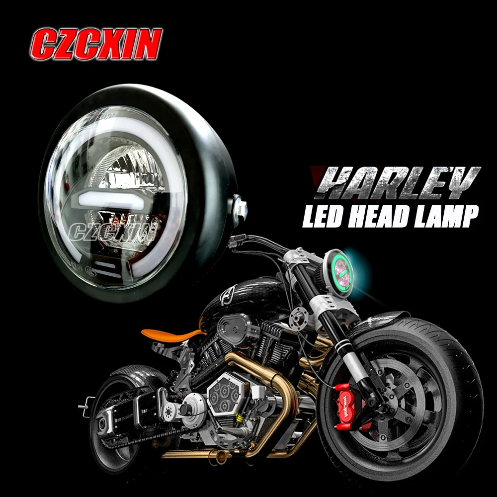 Модификация фар мотоцикла светодиодный налобный фонарь передняя лампа для Harley кафе, Рейсер, чоппер поплавок HONDA CG125 SUZUKI GN125