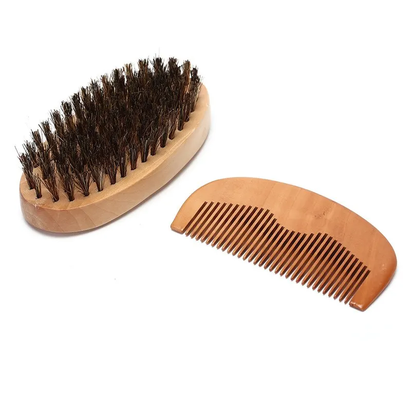 

2pcs(1 x Beard Brush+1 x Beard Comb) New Hot Sale Boar Bristle Beard Brush and Handmade Beard Comb Kit for Men Beard Mustache