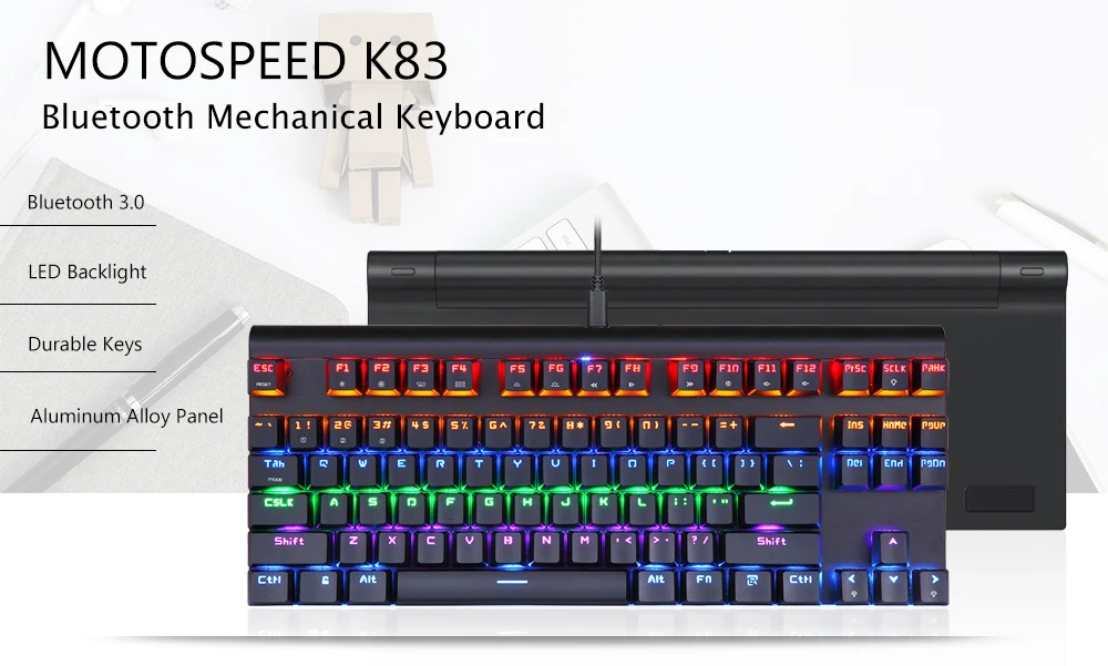 MOTOSPEED K83 Беспроводная механическая клавиатура Bluetooth со светодиодный подсветкой 87 клавиш компьютерная игровая клавиатура для ПК PK Anne Pro