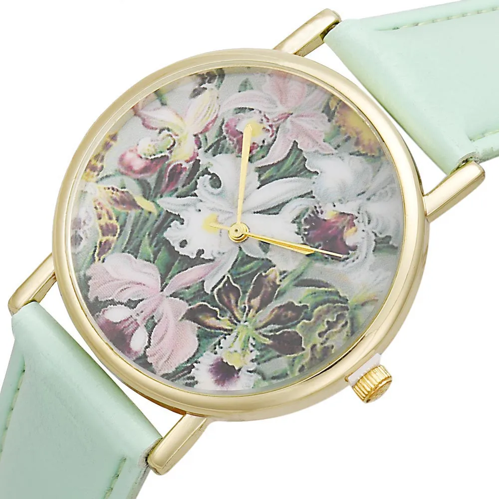 Последняя список Для женщин часы известные бренды элегантной простотой цветы