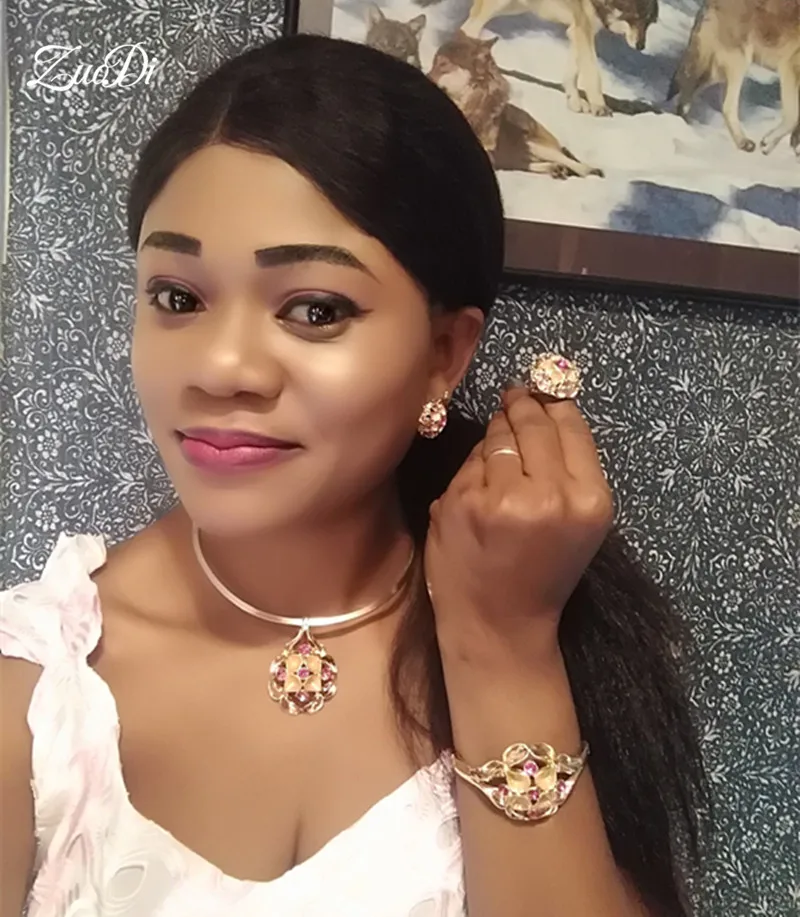 ZuoDi 2021 Fashio African Beads Jewelry Set Nigerian Woman Wedding jewelry set Brand Dubai Gold Colorful Jewelry Sets Wholesale