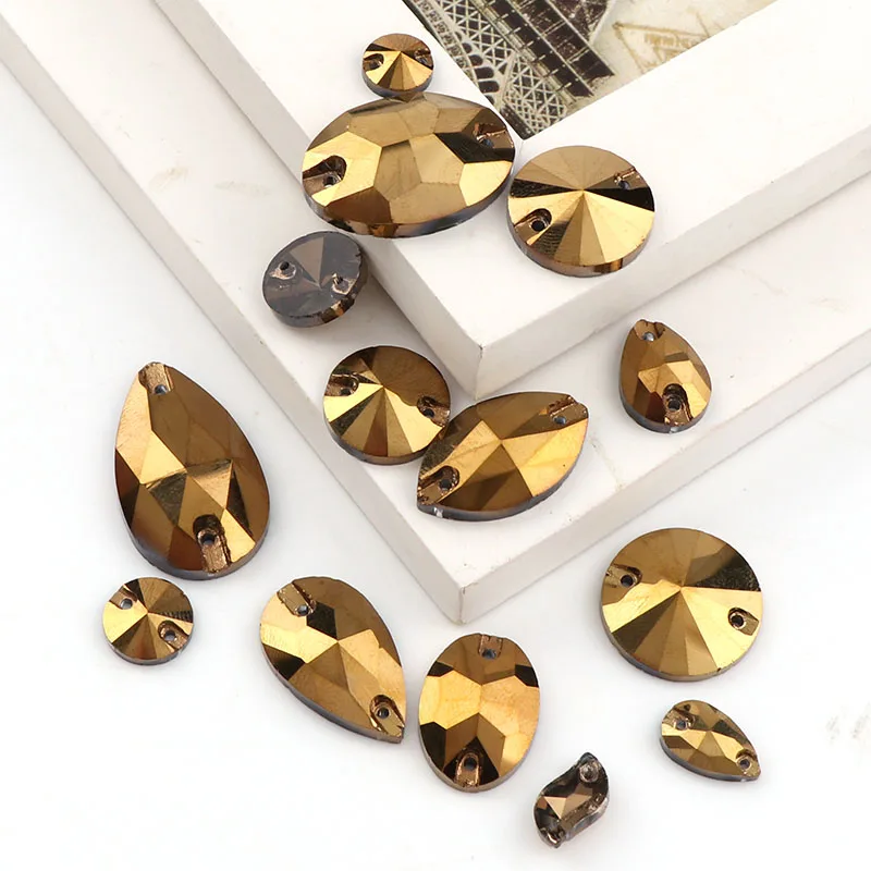 36 шт Золото Смешанная Форма смешанный размер пришить на Стразы Flatback стеклянный