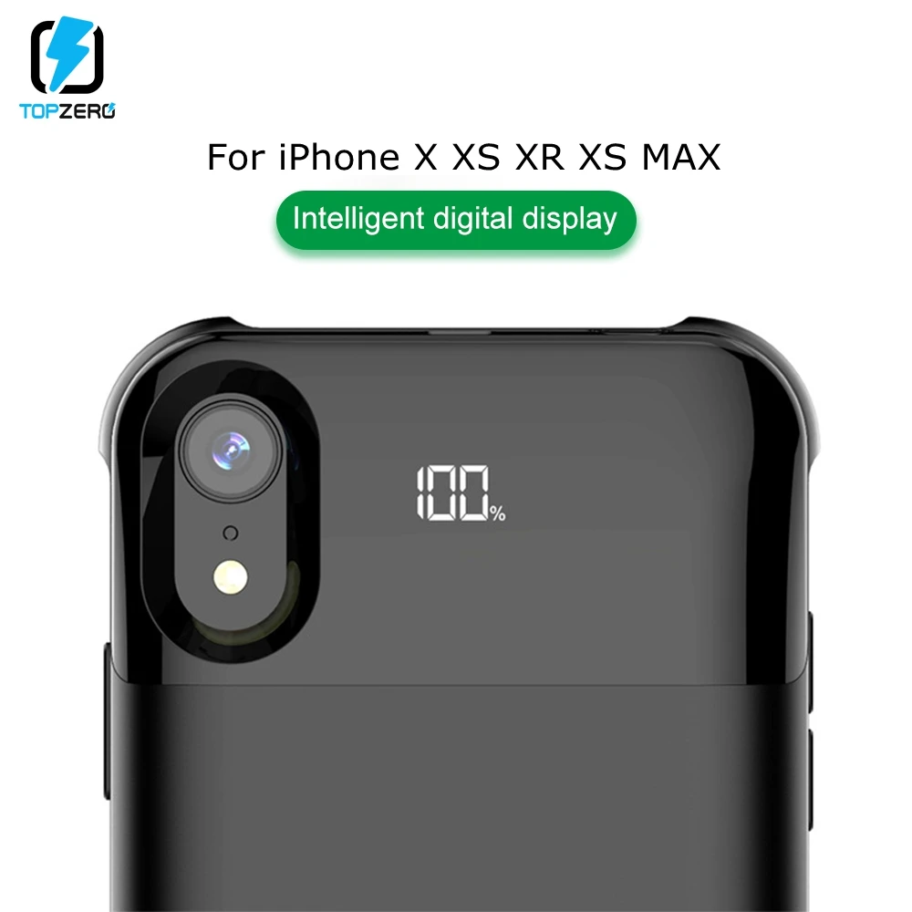 Чехол для зарядного устройства для iPhone XS MAX XR XS X, отдельный чехол для аккумулятора, беспроводной зарядный внешний аккумулятор, светодиодный чехол с цифровым дисплеем