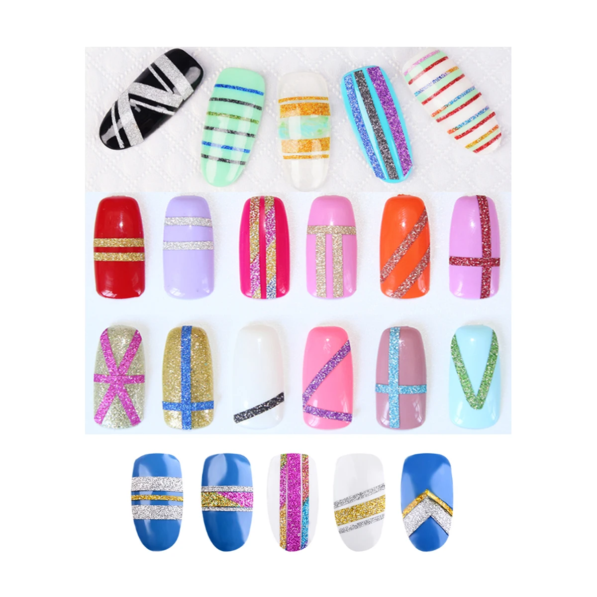 Monja 10 в рулонах для украшения ногтей цветная лазерная лента скраба полоски