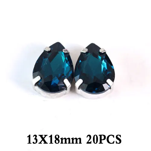 13x18mm 20pcs Горячее предложение! Распродажа! Павлиньи стразы из голубого стекла, стразы для пришивания, стразы для свадебного платья Y3502 - Цвет: 13x18mm 20pcs