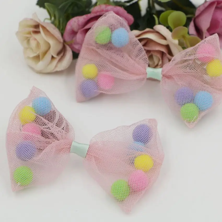 50 шт. Смешанные шарики с помпонами и бантом Вышитые Патчи для одежды пришитые на