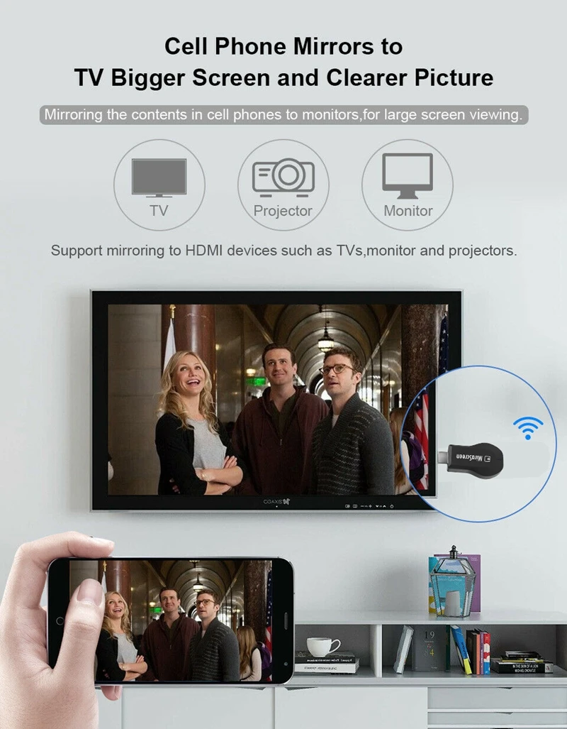 Беспроводной Wi-Fi обмена потоковыми мультимедийными данными(Airplay) телефон к ТВ HD ТВ HDMI приемник адаптер для iPhone X XS MAX XR 6 7 8 iOS samsung s5 s6 S7 край S8 Android