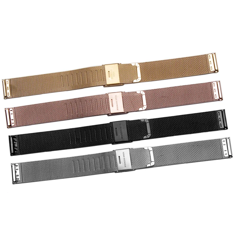 Milanese Watchband Universal Stainless Steel Metal WatchBand Strap Bracelet Black Rose Gold Silver 12 14 16 18 20 22 24mm
