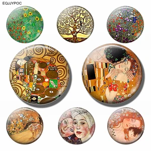 Магниты на холодильник GUSTAV KLIMT, 30 мм, симпатичная девушка, магнит на холодильник из стекла, Современные художественные украшения, милый ретро домашний декор