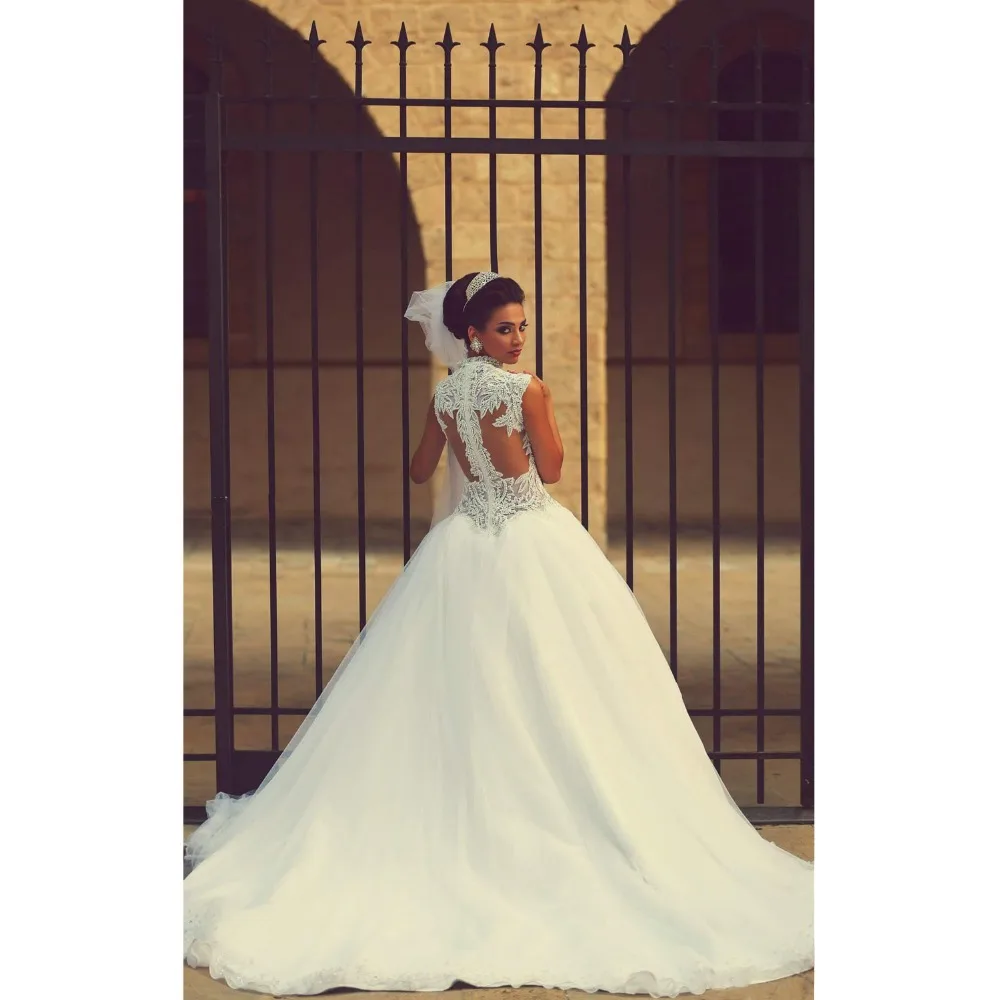 Elegant White Ivory Wedding Dresses Ball Gowns Sleeveless Appliques Beaded Princess Bridal Vestidos Floor Length | Свадьбы и
