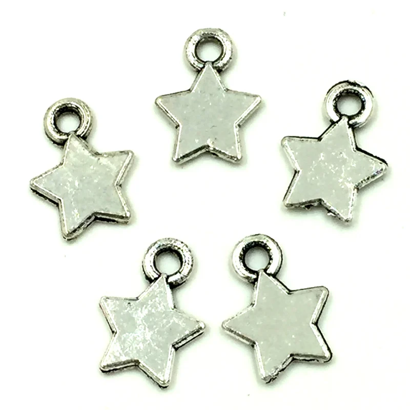 

10Pcs Pendant Tiny Silver Tone Star Pentacle Charms Etoile Breloque Jewelry DIY Making Findings 10mm