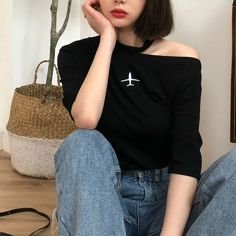 VOLOCEAN женские хлопковые топы 2019 женская летняя рубашка футболки с вышивкой блузы