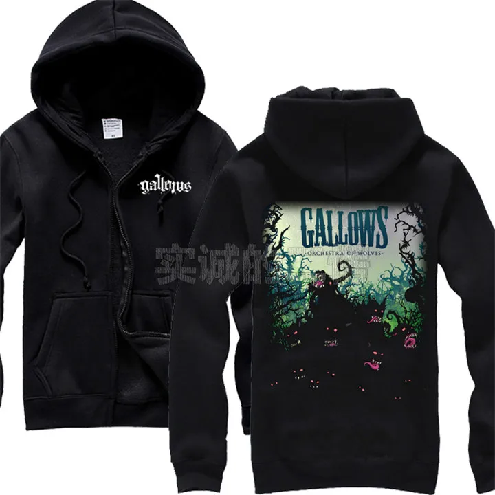 9 Designs Streetwear Zipper Sweatshirt Gallows tracksuit Rock Hoodies shell jacket punk Skull metal sudadera death fleece | Мужская