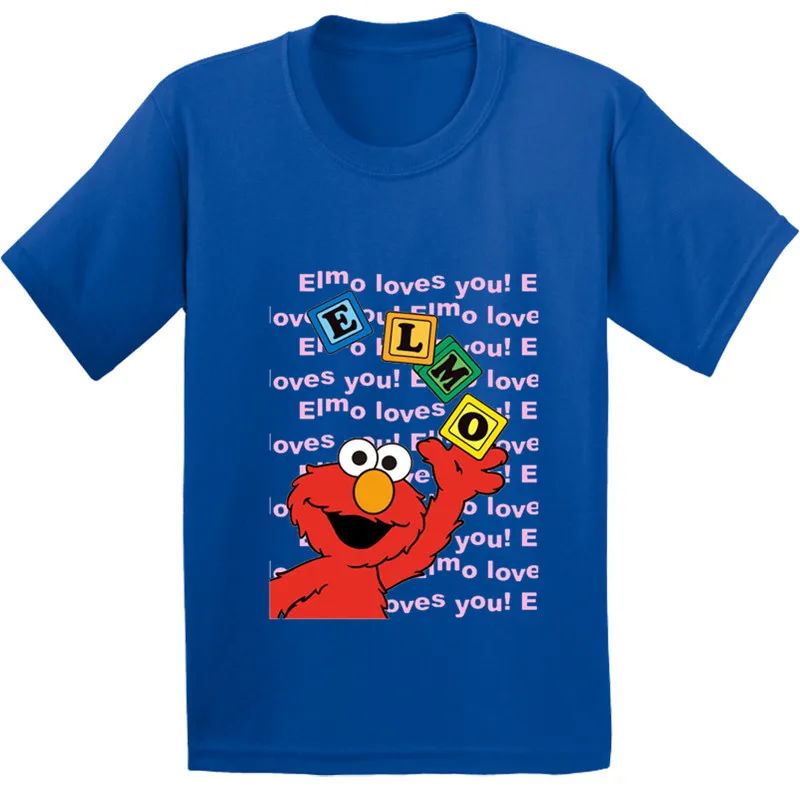 Sesame Street Elmo Pattern Kids Cotton T shirt Boys/Girls Cartoon Funny T-shirt Baby Summer Short Sleeve Clothes | Детская одежда и