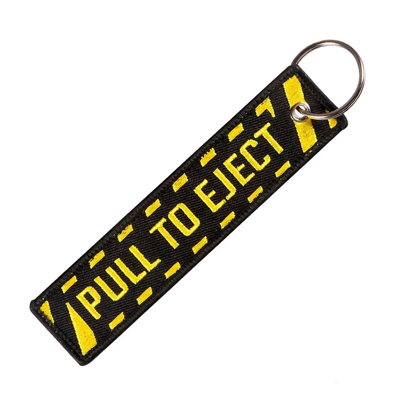 Pull To Eject брелок для ключей в полоску с вышивкой для мотоцикла автомобиля OEM бирка-брелок ювелирные изделия Брелки лаверос chaviro