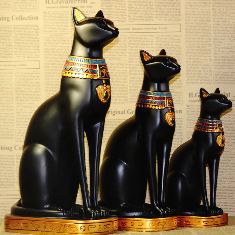 Feng Shui Egypt Moon Goddess Bastet Incarnation Cat God Figurine Egyptian Resin Home Office Desktop Decor Craft | Дом и сад