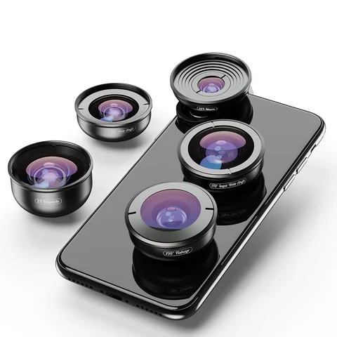 Оптический Объектив APEXEL для камеры телефона 5 в 1, широкоугольный объектив «рыбий глаз» для макросъемки 4K, супер широкоугольный объектив для iPhonex, xiaomi, allsmartphone