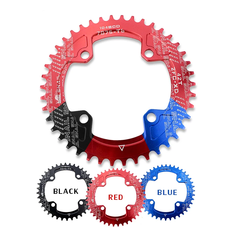 SNAIL 7075 T6 MTB Bike Circle шатунная пластина 104BCD Crank Round 38T 40T 42T Chainwheel Bike|bike chainring|narrow widenarrow wide