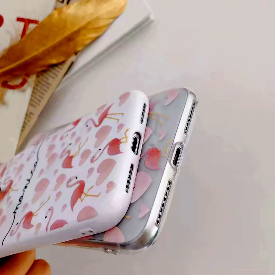 Мода Фламинго чехол для телефона iPhone 6S x 7 8 силиконовый случаи задняя крышка 6 Plus