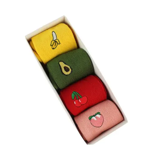 Женские красивые хлопковые носки с фруктовым принтом Длинные Чулочные изделия в