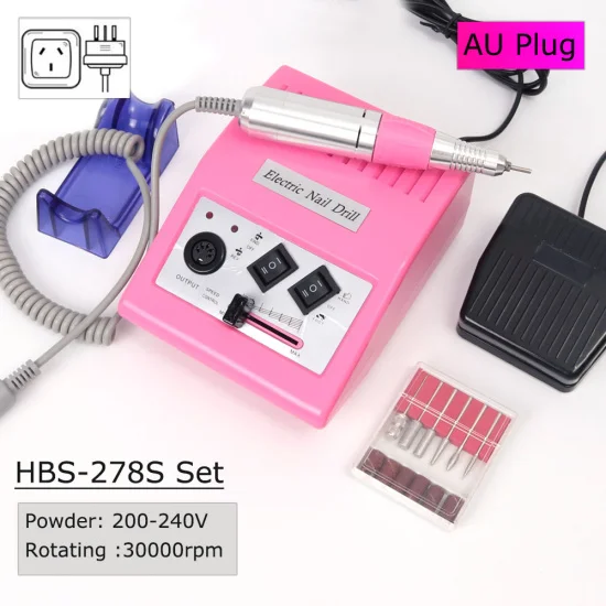 AU Plug STZ профессиональный Электрический Маникюрный сверлильный станок для ногтей, 30000 об/мин, оборудование для педикюра, аксессуары, инструменты для дизайна ногтей, HBS-278S - Цвет: AU Plug