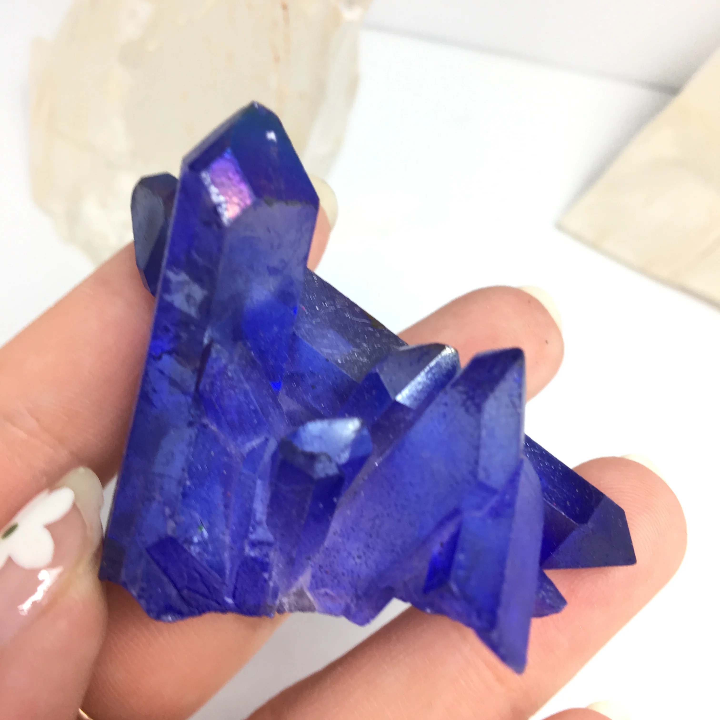 Аура кварцевый кристалл кластер Ангел натуральный Druzy Geode образцы минералов для
