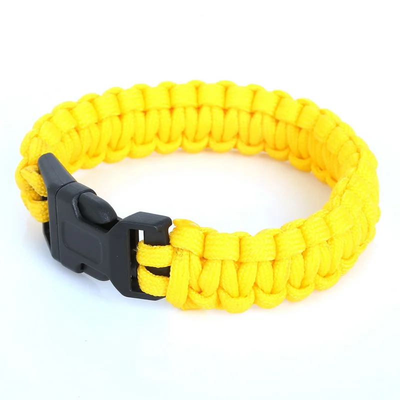 yellow NiceBeads 25 см походный аварийный парашют Паракорд Браслет Веревка свисток комплект пряжки браслеты для ювелирных изделий для мужчин и женщин - Окраска металла: yellow