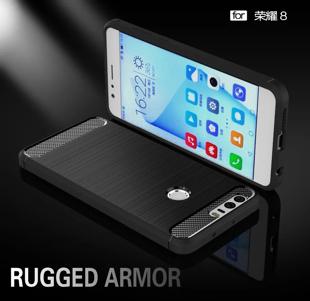 Бесплатный подарок закаленное фильм/для huawei honor 8 мягкий Coque углеродного волокна