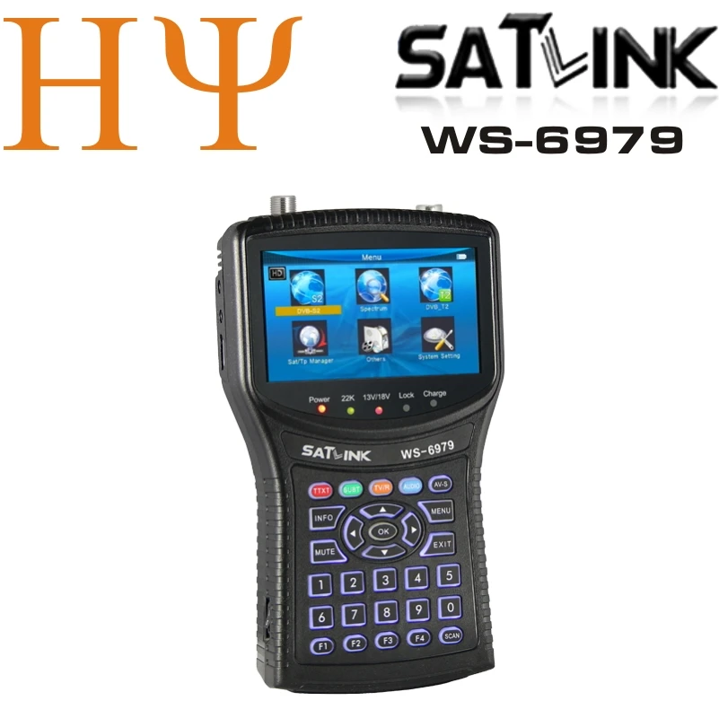 Satlink WS-6979 Цифровой спутниковый Finder DVB-S2 &amp DVB-T2 Combo спектра искатель WS6979 наземного |