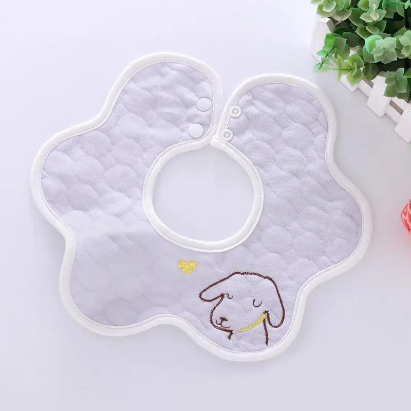 360 Degree Waterproof Double Button Cotton Flower Shape Cartoon Embroidered Bibs | Детская одежда и обувь