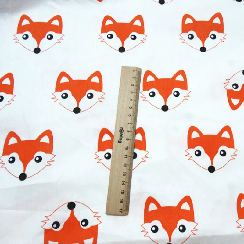 

100% Cotton Twill Quilting Fabric Printed Fox Materia by half meter for DIY Sewing Bed Sheet Dress making cotton fabric 50*160cm