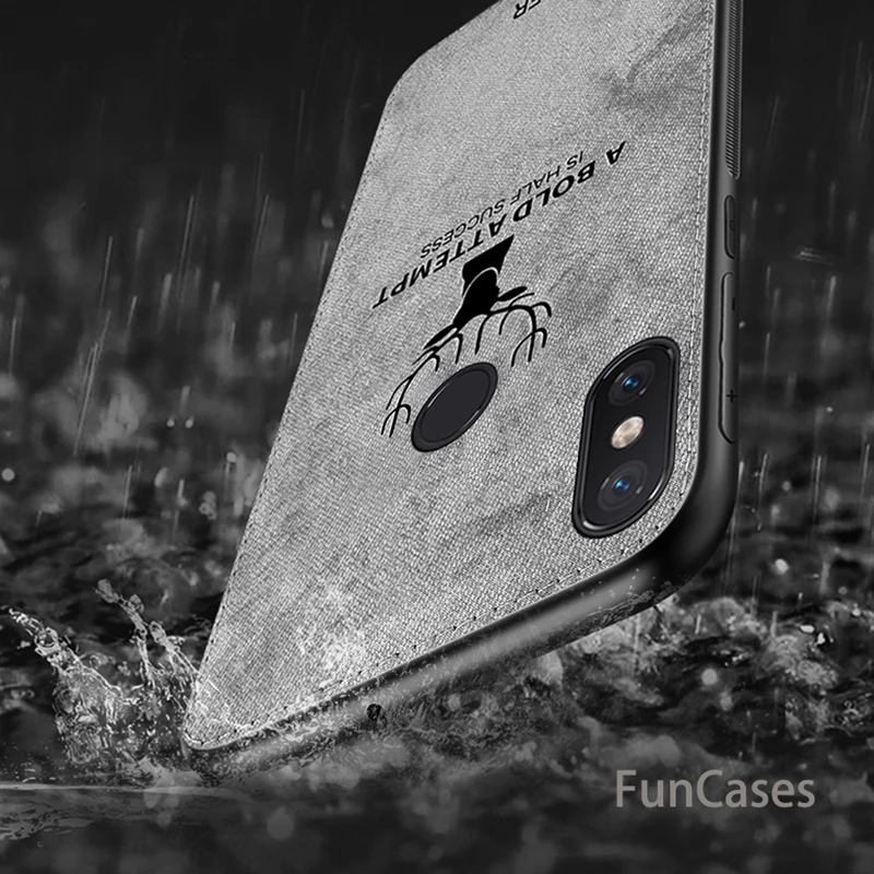 Soft TPU edge Canvas Embossed Deer Phone Case For Xiaomi Pocophone poco F1 Mi 8 6 5 Max 2 3 Fabric Cloth Cover | Мобильные телефоны