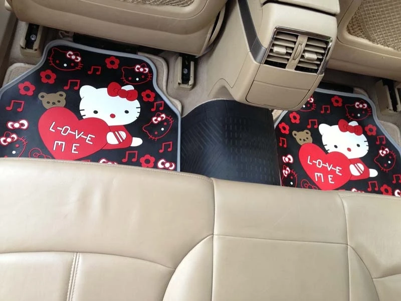 Брендовые модные милые латексные универсальные автомобильные коврики Hello kitty, подходят для всей модели автомобиля