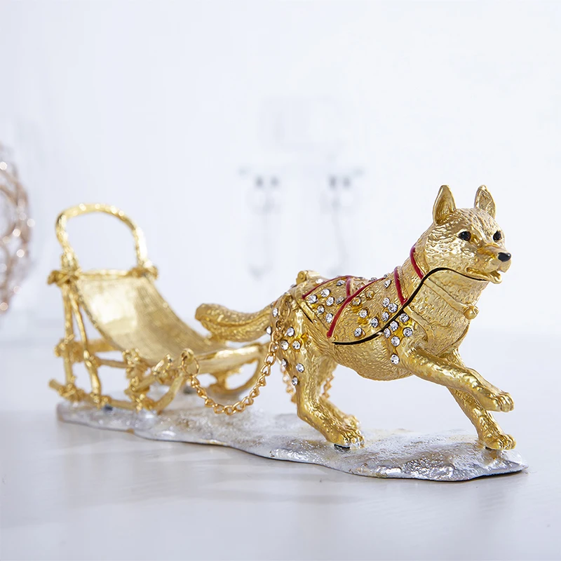 H & D эмалированная собачья шкатулка для ювелирных изделий декоративная шарнирная