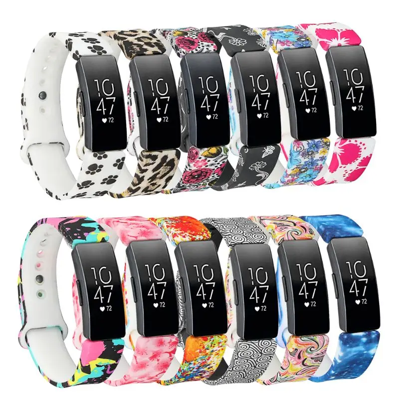Винтажный цветочный ремешок для часов Силиконовый наручных браслетов Замена Fitbit