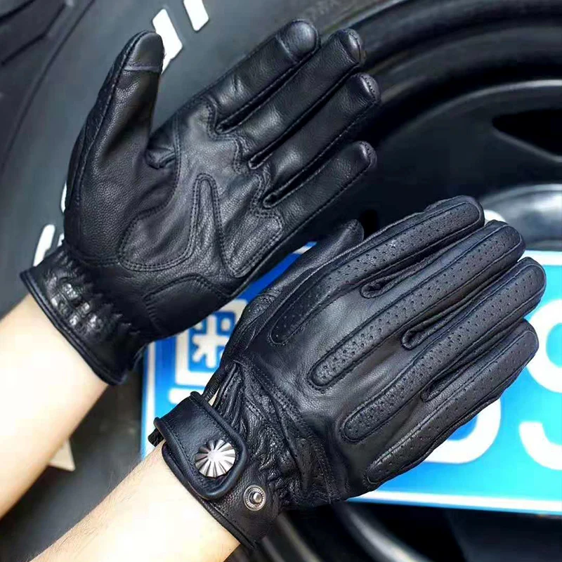 Мужские мотоциклетные Ретро перчатки из овчины дышащие для активного отдыха