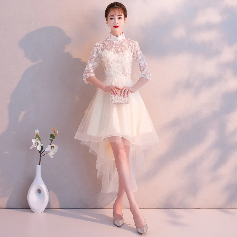 Вечернее платье 2019 Mrs Win вечерние vestido de festa с круглым вырезом короткий рукав