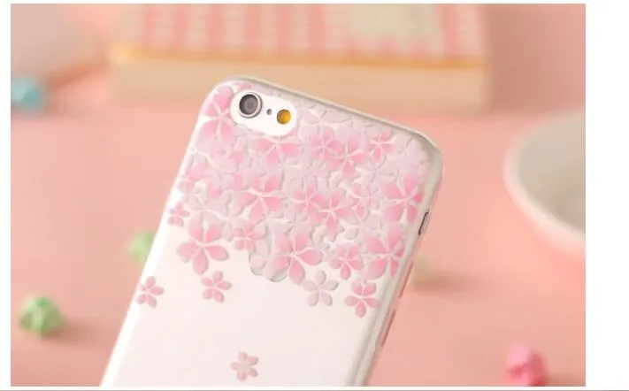 Sakura Relief Painted Phone Cases For iPhone 6 6s plus 5 5S SE Case Shell Coque Soft Silicone Transparent Cover |