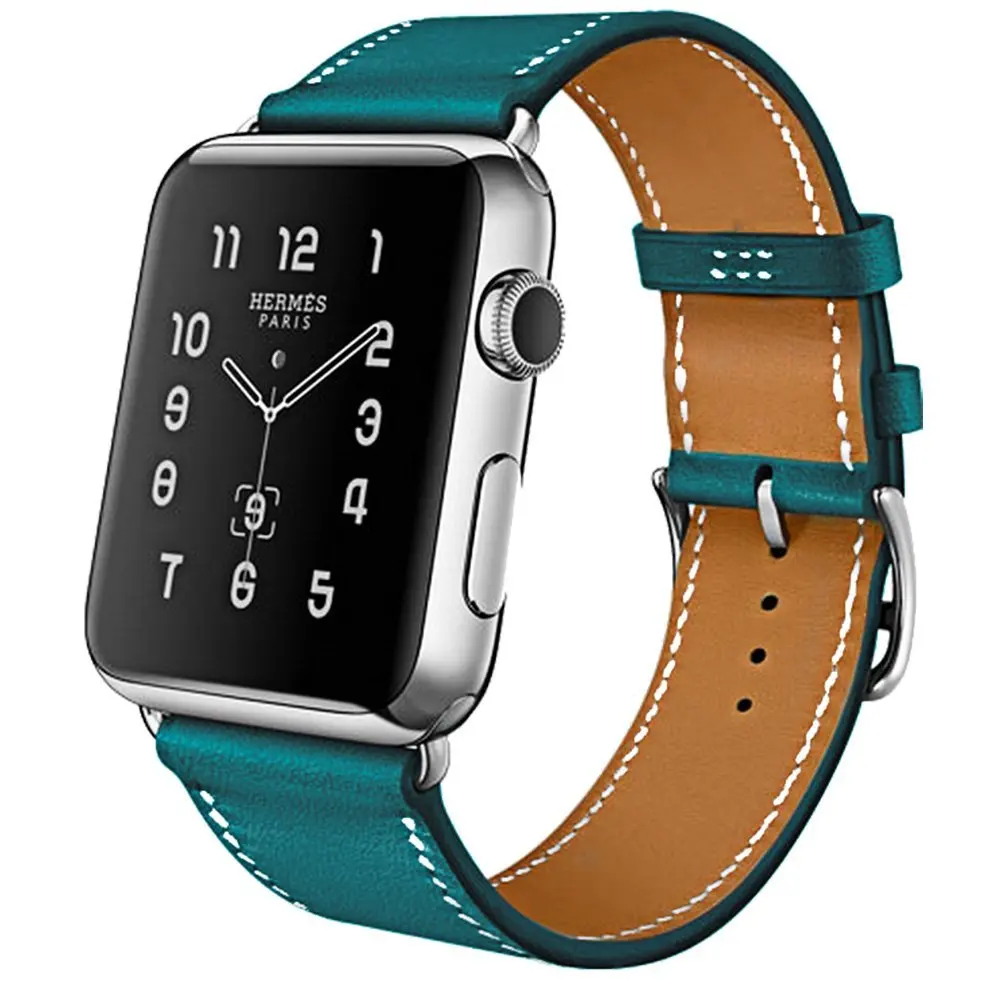 Blue Натуральная кожа ремешок для наручных часов Apple Watch серии 3/2/1 кожаный 42 мм, 38 мм, версия для наручных часов Iwatch, ремешок из кожи - Цвет ремешка: Blue